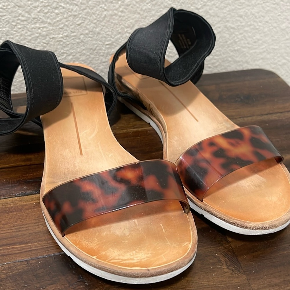 Dolce Vita animal print jelly shoes  strappy sandals size 6.5 brown tan black